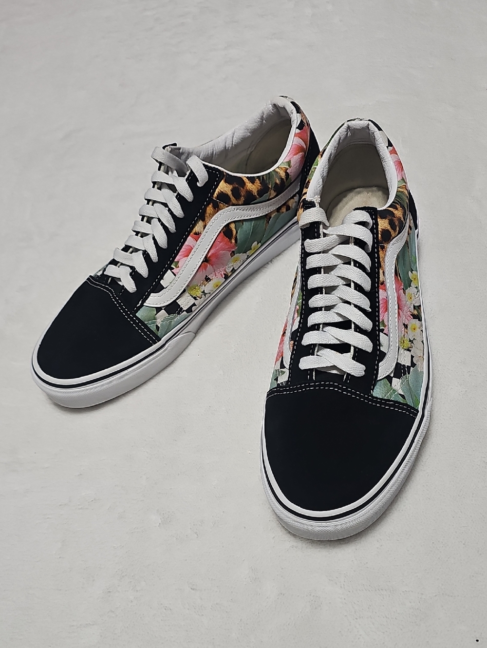 Vans Black Floral Leopard Old Skool Sneakers